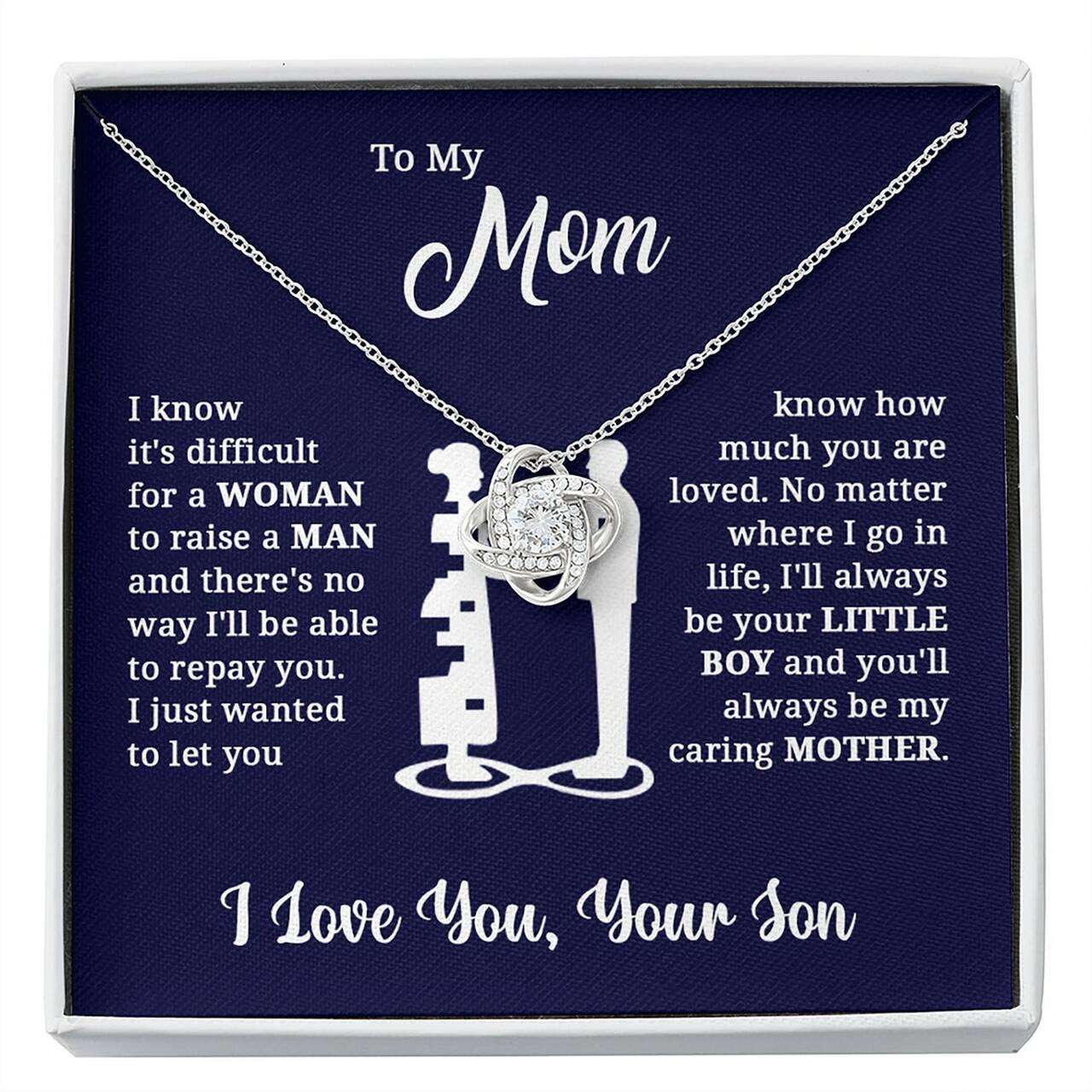 Mom Necklace, Gift For Mom From Son To My Mom Necklace Always Be My Caring Mother Gifts for Mother (Mom) Rakva