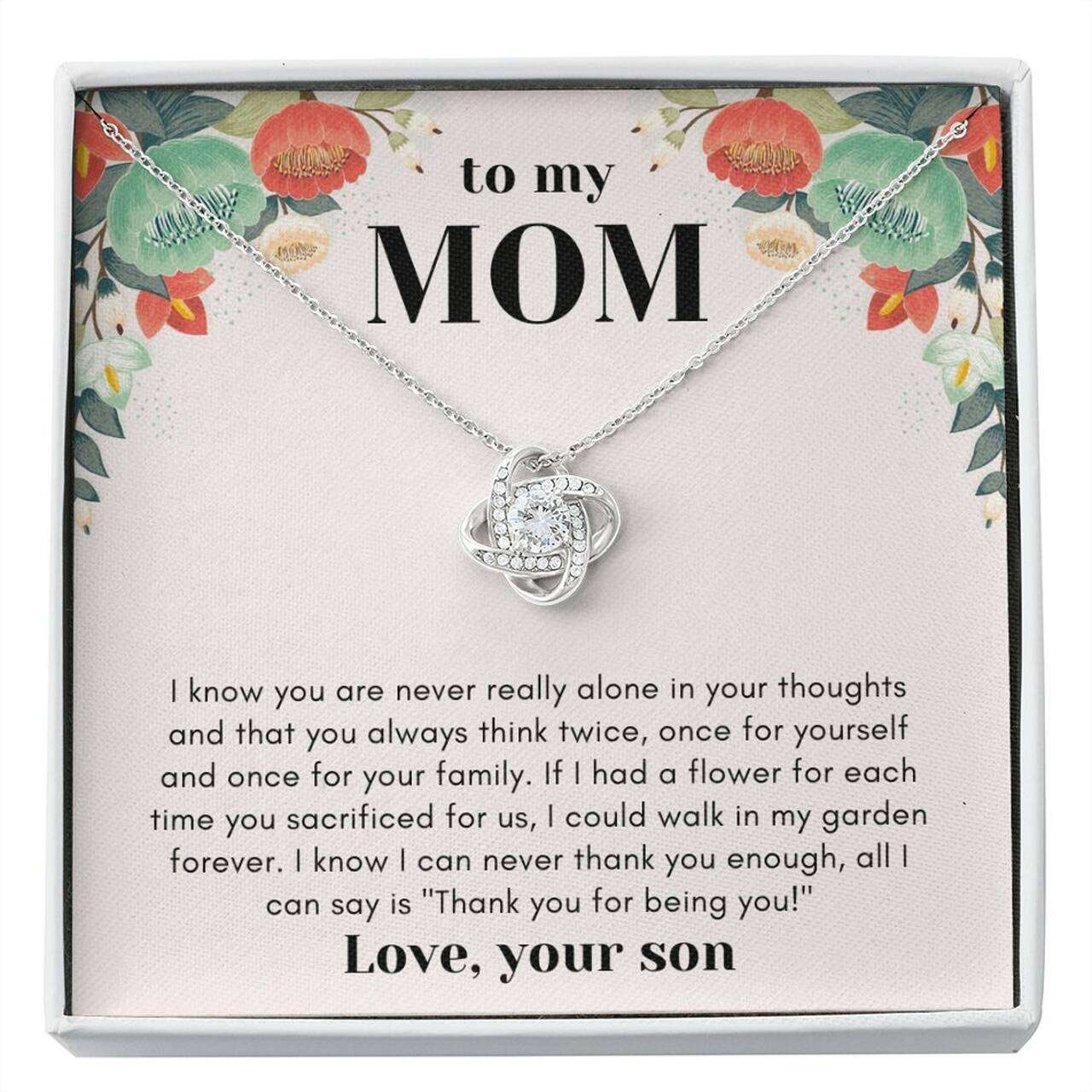 Mom Necklace, Gift For Mom From Son To My Mom Necklace Thank You For Being You Gifts for Mother (Mom) Rakva