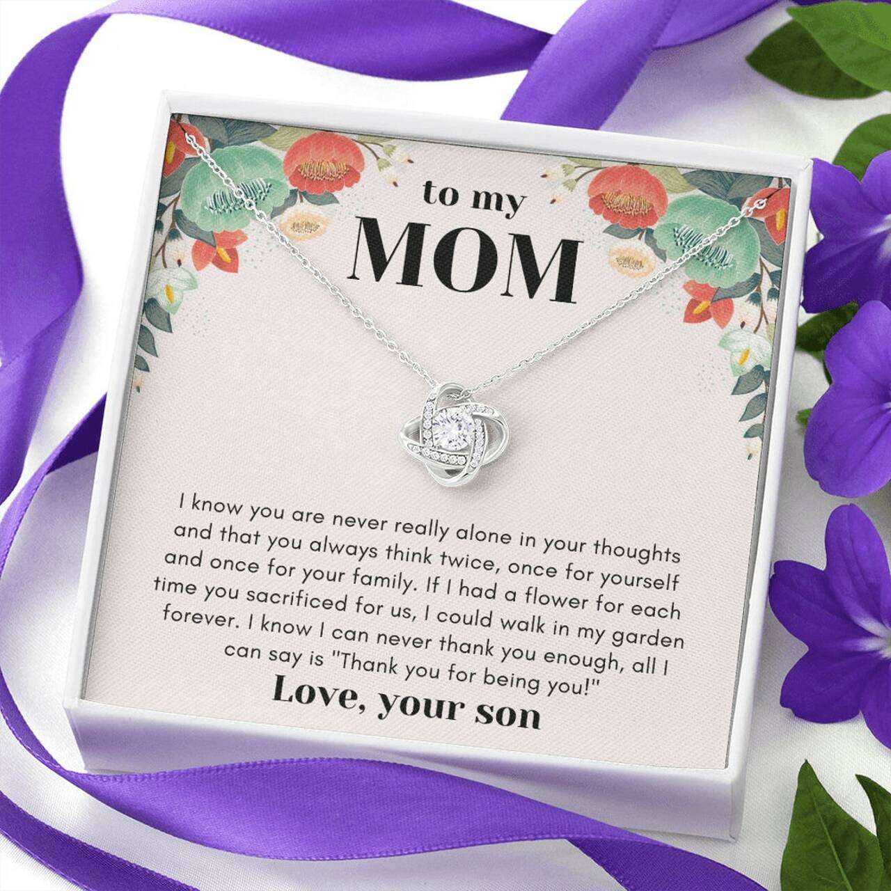 Mom Necklace, Gift For Mom From Son To My Mom Necklace Thank You For Being You Gifts for Mother (Mom) Rakva