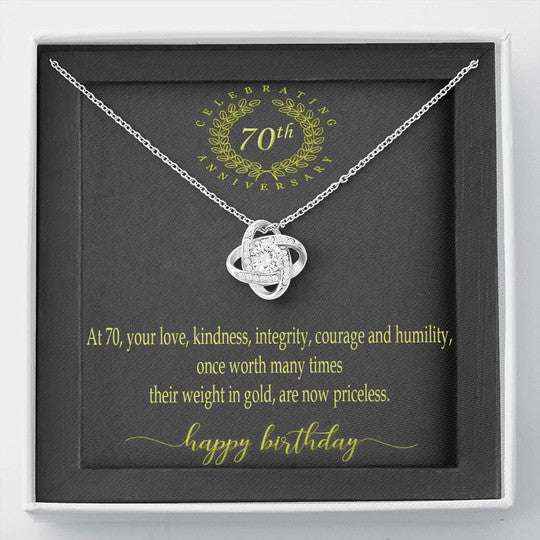 Mom Necklace, Gift For Mom Happy 70Th Birthday Love Knot Necklace Gifts for Mother (Mom) Rakva