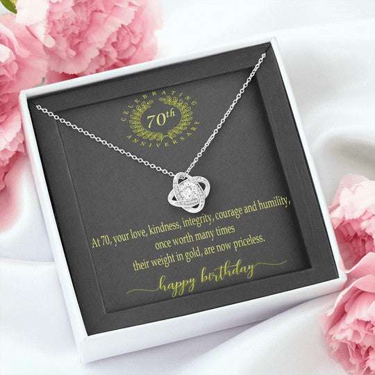 Mom Necklace, Gift For Mom Happy 70Th Birthday Love Knot Necklace Gifts for Mother (Mom) Rakva