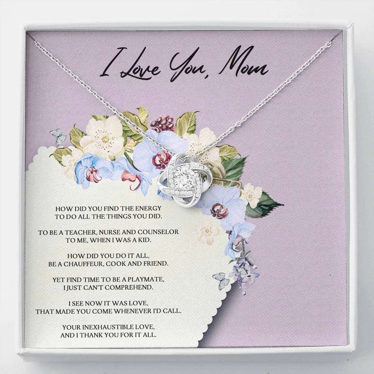 Mom Necklace, Gift For Mom How Did You Do It Love Knot Necklace Gifts for Mother (Mom) Rakva