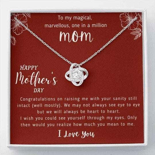 Mom Necklace, Gift For Mom How Much You Mean To Me Love Knot Necklace Gifts for Mother (Mom) Rakva