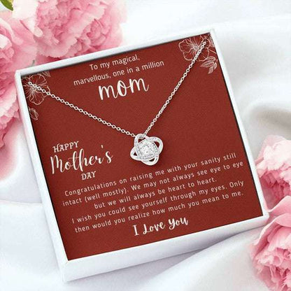 Mom Necklace, Gift For Mom How Much You Mean To Me Love Knot Necklace Gifts for Mother (Mom) Rakva