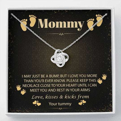 Mom Necklace, Gift For Mom I Love You From Your Tummy Christmas Love Knot Necklace Gifts for Mother (Mom) Rakva