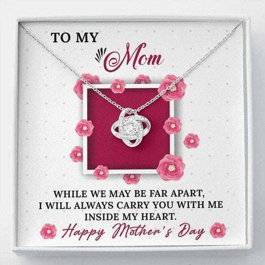 Mom Necklace, Gift For Mom I Will Always Carry You With Me Love Knot Necklace Gifts for Mother (Mom) Rakva