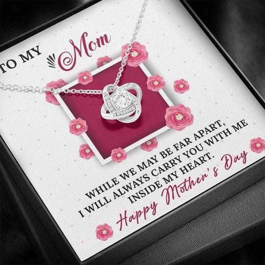 Mom Necklace, Gift For Mom I Will Always Carry You With Me Love Knot Necklace Gifts for Mother (Mom) Rakva