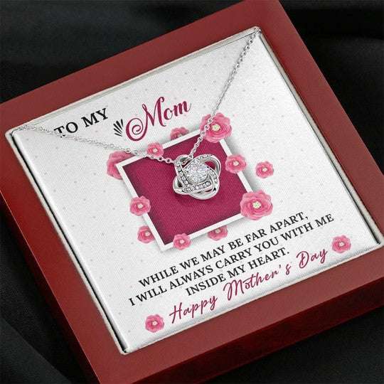 Mom Necklace, Gift For Mom I Will Always Carry You With Me Love Knot Necklace Gifts for Mother (Mom) Rakva