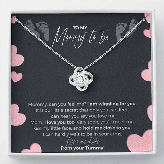 Mom Necklace, Gift For Mom Kisses And Kicks From Your Tummy Love Knot Necklace Gifts for Mother (Mom) Rakva