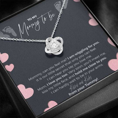 Mom Necklace, Gift For Mom Kisses And Kicks From Your Tummy Love Knot Necklace Gifts for Mother (Mom) Rakva