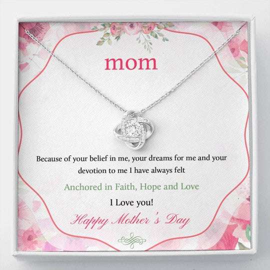 Mom Necklace, Gift For Mom Love Knot Necklace Anchored In Faith Hope And Love Gifts for Mother (Mom) Rakva