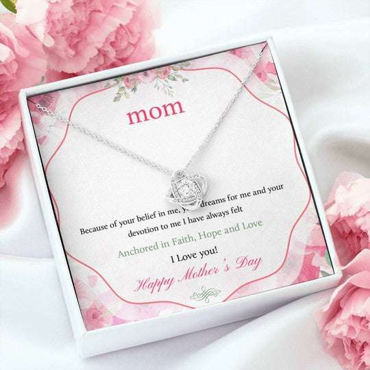 Mom Necklace, Gift For Mom Love Knot Necklace Anchored In Faith Hope And Love Gifts for Mother (Mom) Rakva