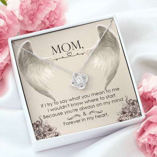 Mom Necklace, Gift For Mom Love Knot Necklace Because You Are Always On My Mind Gifts for Mother (Mom) Rakva