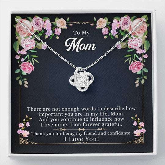 Mom Necklace, Gift For Mom Love Knot Necklace I Am Forever Grateful Gifts for Mother (Mom) Rakva