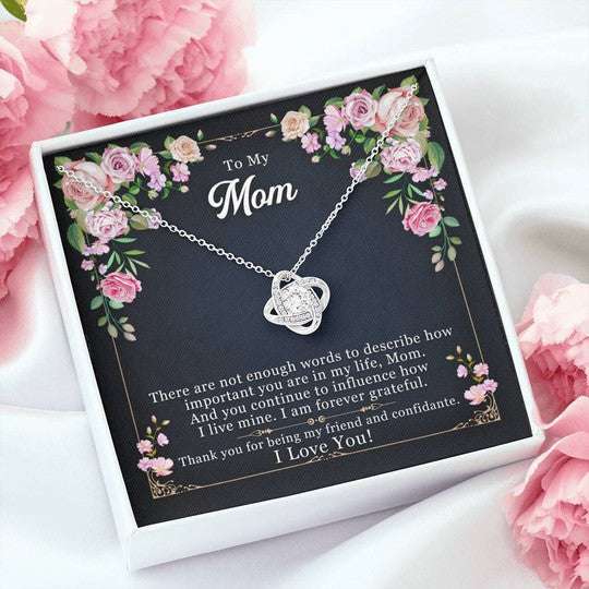 Mom Necklace, Gift For Mom Love Knot Necklace I Am Forever Grateful Gifts for Mother (Mom) Rakva