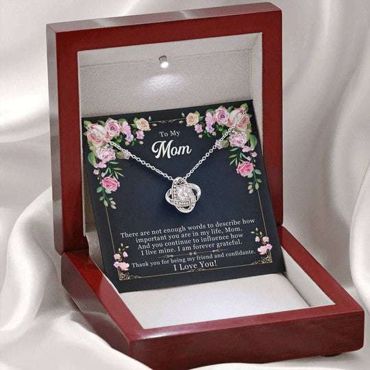 Mom Necklace, Gift For Mom Love Knot Necklace I Am Forever Grateful Gifts for Mother (Mom) Rakva