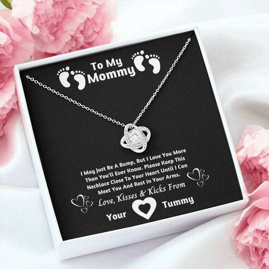 Mom Necklace, Gift For Mom Love Knot Necklace I Can’T Wait To Meet You Gifts for Mother (Mom) Rakva