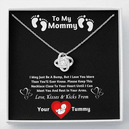 Mom Necklace, Gift For Mom Love Knot Necklace I Can’T Wait To Meet You Gifts for Mother (Mom) Rakva