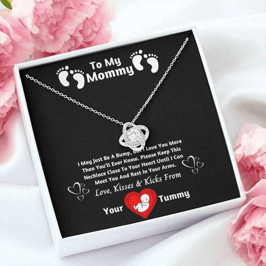 Mom Necklace, Gift For Mom Love Knot Necklace I Can’T Wait To Meet You Gifts for Mother (Mom) Rakva