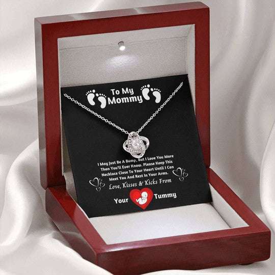 Mom Necklace, Gift For Mom Love Knot Necklace I Can’T Wait To Meet You Gifts for Mother (Mom) Rakva