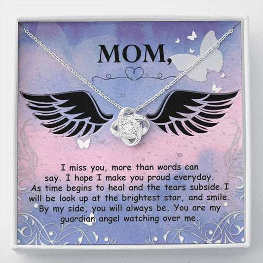 Mom Necklace, Gift For Mom Love Knot Necklace I Miss You More Than Words Can Say Gifts for Mother (Mom) Rakva