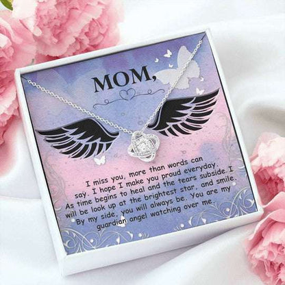 Mom Necklace, Gift For Mom Love Knot Necklace I Miss You More Than Words Can Say Gifts for Mother (Mom) Rakva