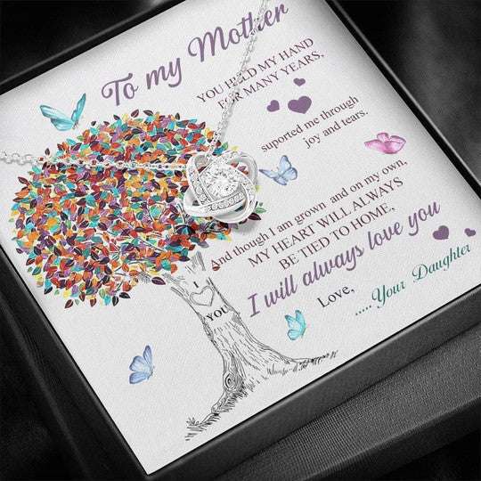 Mom Necklace, Gift For Mom Love Knot Necklace I Will Always Love You Gifts for Mother (Mom) Rakva