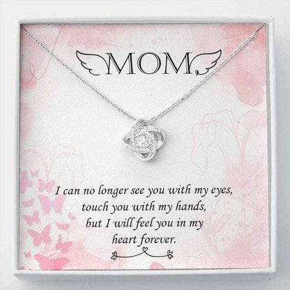 Mom Necklace, Gift For Mom Love Knot Necklace I Will Feel You In My Heart Forever Gifts for Mother (Mom) Rakva