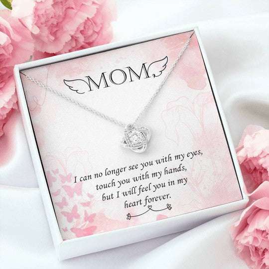 Mom Necklace, Gift For Mom Love Knot Necklace I Will Feel You In My Heart Forever Gifts for Mother (Mom) Rakva