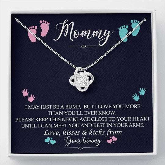 Mom Necklace, Gift For Mom Love Knot Necklace Love Kisses And Kicks From Your Tummy Gifts for Mother (Mom) Rakva