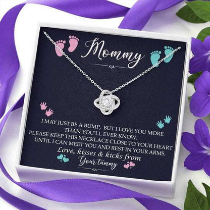 Mom Necklace, Gift For Mom Love Knot Necklace Love Kisses And Kicks From Your Tummy Gifts for Mother (Mom) Rakva