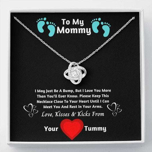 Mom Necklace, Gift For Mom Love Knot Necklace Love Kisses And Kicks From Your Tummy Gifts for Mother (Mom) Rakva