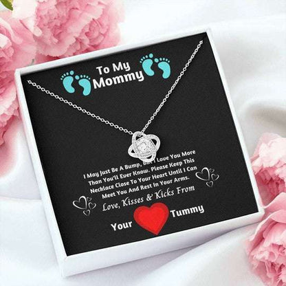 Mom Necklace, Gift For Mom Love Knot Necklace Love Kisses And Kicks From Your Tummy Gifts for Mother (Mom) Rakva