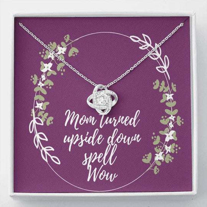 Mom Necklace, Gift For Mom Love Knot Necklace Mom Turned Upside Down Spell Wow Gifts for Mother (Mom) Rakva