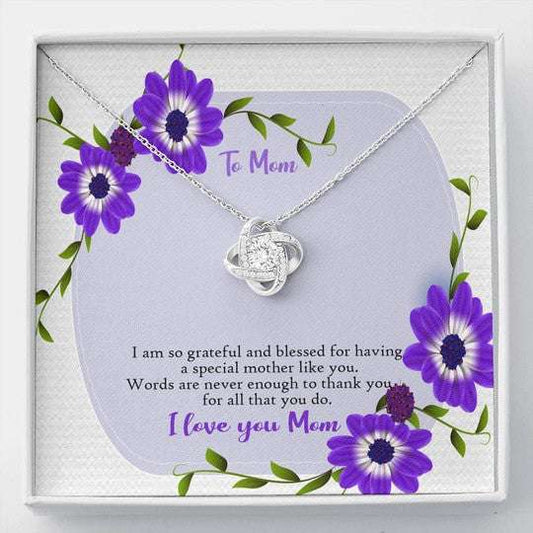 Mom Necklace, Gift For Mom Love Knot Necklace So Grateful To Have You In Life Gifts for Mother (Mom) Rakva