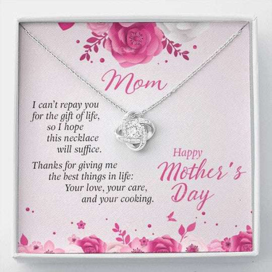 Mom Necklace, Gift For Mom Love Knot Necklace Thank For Giving Me The Best Thing In Life Gifts for Mother (Mom) Rakva