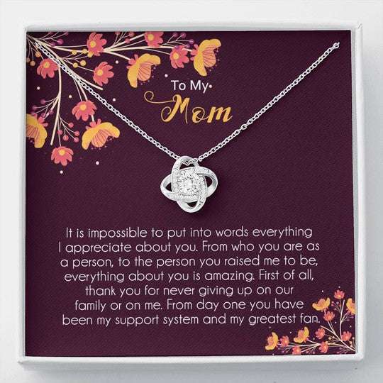 Mom Necklace, Gift For Mom Love Knot Necklace Thank You For Never Giving Up On Our Family Gifts for Mother (Mom) Rakva