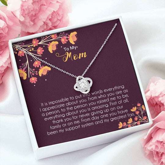 Mom Necklace, Gift For Mom Love Knot Necklace Thank You For Never Giving Up On Our Family Gifts for Mother (Mom) Rakva