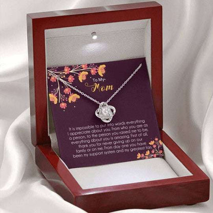 Mom Necklace, Gift For Mom Love Knot Necklace Thank You For Never Giving Up On Our Family Gifts for Mother (Mom) Rakva