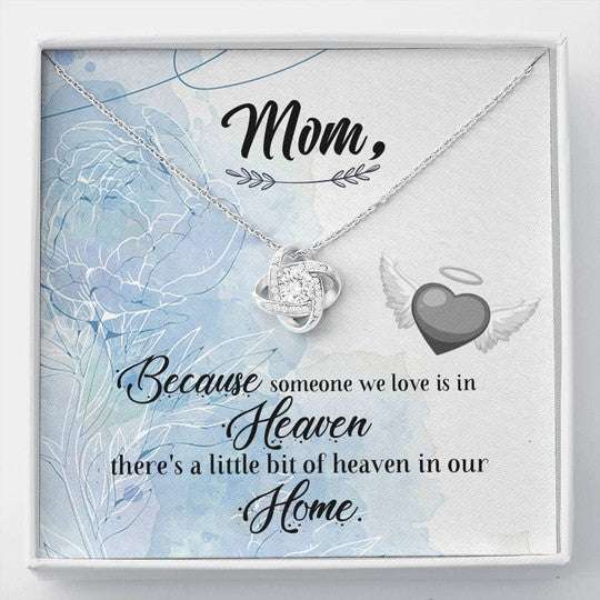 Mom Necklace, Gift For Mom Love Knot Necklace There’S A Little Bit Of Heaven In Our Home Gifts for Mother (Mom) Rakva