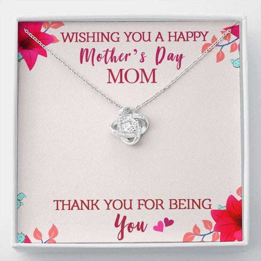 Mom Necklace, Gift For Mom Love Knot Necklace Wish You A Happy Mother’S Day Gifts for Mother (Mom) Rakva