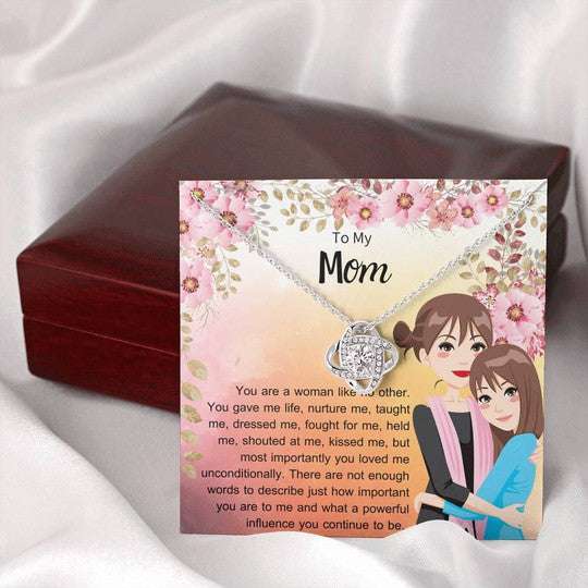 Mom Necklace, Gift For Mom Love Knot Necklace You Are A Woman Like No Other Gifts for Mother (Mom) Rakva