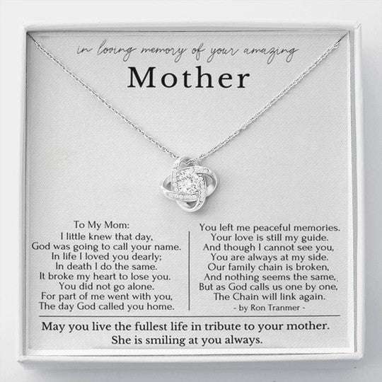 Mom Necklace, Gift For Mom Love Knot Necklace You Left Me Peaceful Memories Gifts for Mother (Mom) Rakva
