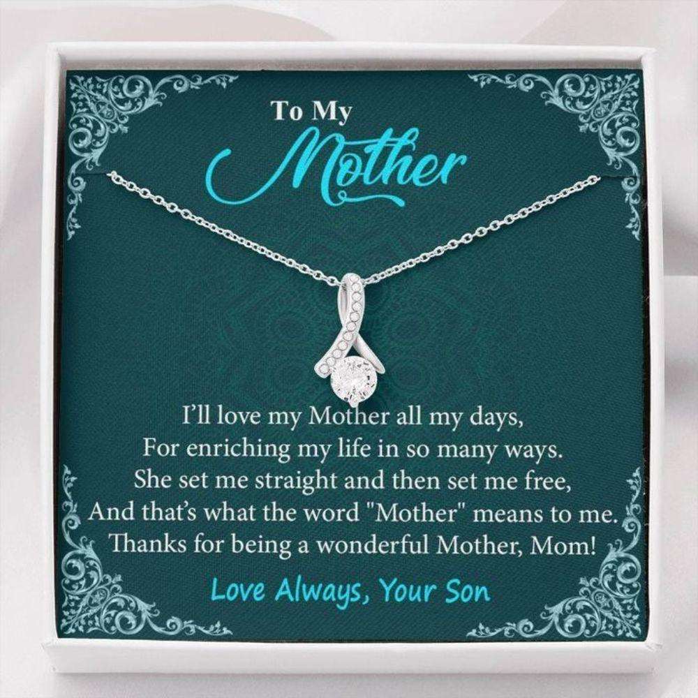 Mom Necklace, Gift For Mom Love My Mother All My Days Alluring Beauty Necklace Gifts for Mother (Mom) Rakva