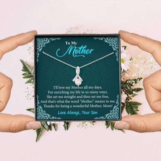 Mom Necklace, Gift For Mom Love My Mother All My Days Alluring Beauty Necklace Gifts for Mother (Mom) Rakva