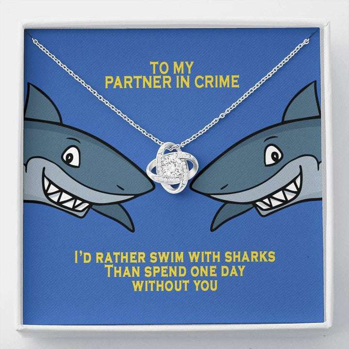 Mom Necklace, Gift For Mom Rather Swim With Sharks Love Knot Necklace Gifts for Mother (Mom) Rakva