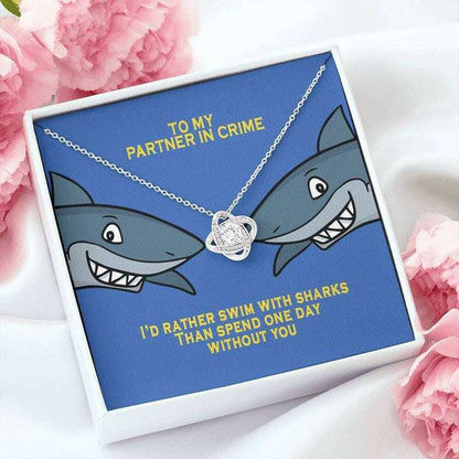 Mom Necklace, Gift For Mom Rather Swim With Sharks Love Knot Necklace Gifts for Mother (Mom) Rakva