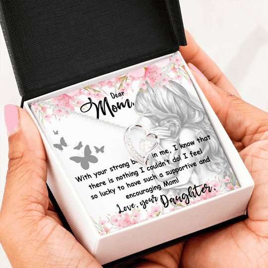 Mom Necklace, Gift For Mom So Lucky To Have Such A Supportive Mom Forever Love Necklace Gifts for Mother (Mom) Rakva