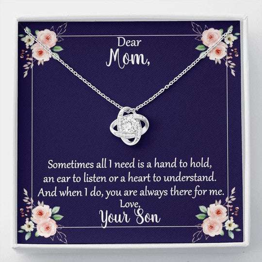 Mom Necklace, Gift For Mom Sometimes All I Need Is A Hand To Hold Love Knot Necklace Gifts for Mother (Mom) Rakva