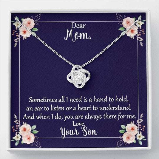 Mom Necklace, Gift For Mom Sometimes All I Need Is A Hand To Hold Love Knot Necklace Gifts for Mother (Mom) Rakva